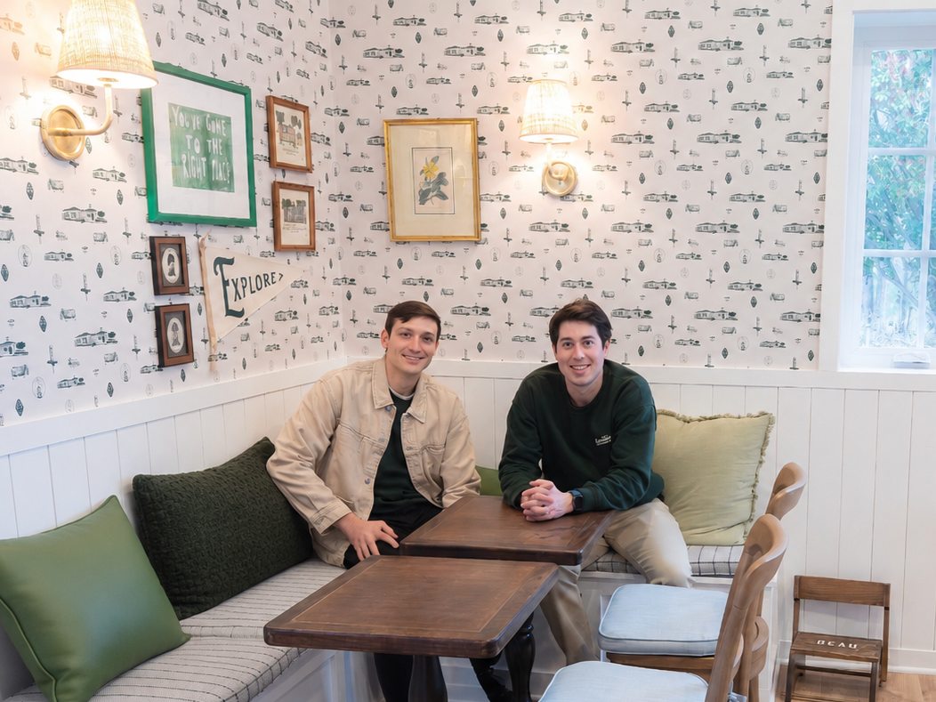 Lyle and Domenic in a breakfast nook at the Rochambeau Roadside Inn